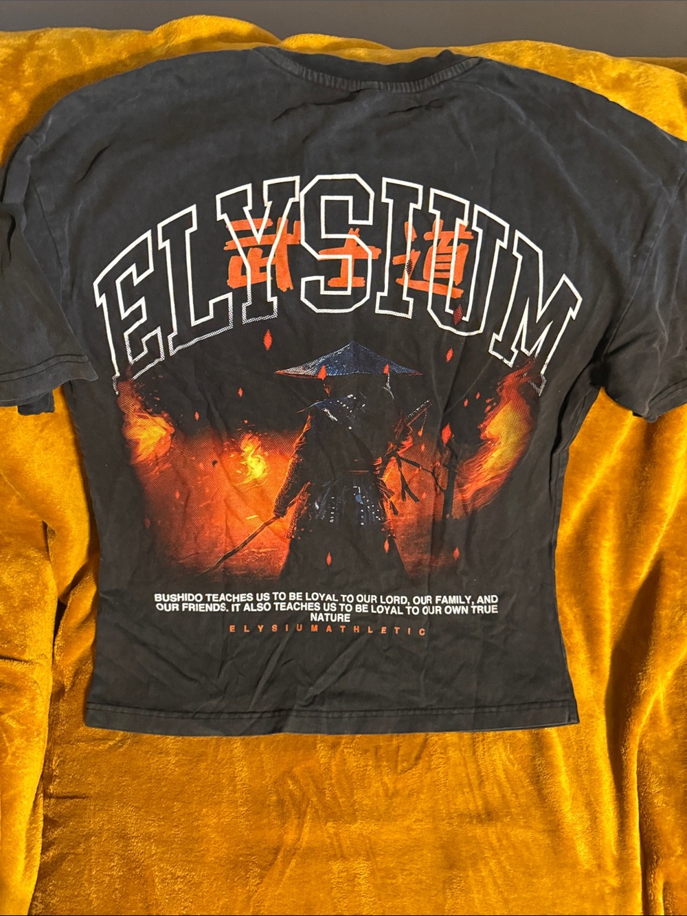 Black Short-Sleeve Graphic Tee - Samurai Flame